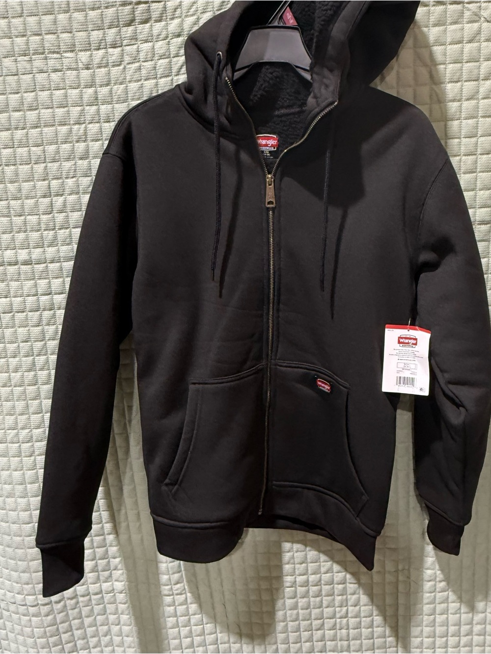 Wrangler Workwear Black Full-Zip Shirpa lined Hoodie Jacket Heavyweight